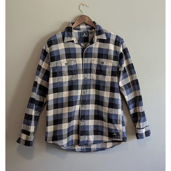 GH Bass Size Medium Plaid Heavyweight Shirt Jacket Mens Blue Shacket LS M - Picture 1 of 6